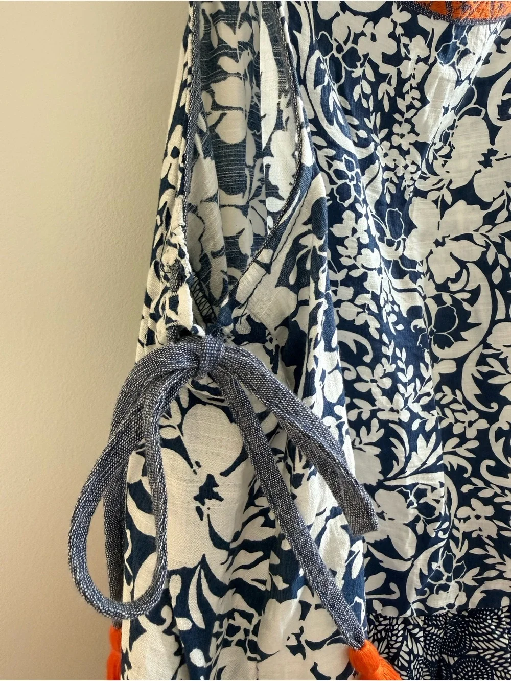 THML Boho Mixed Print Embroidered Halter Top Tassels Size M - Picture 8 of 12